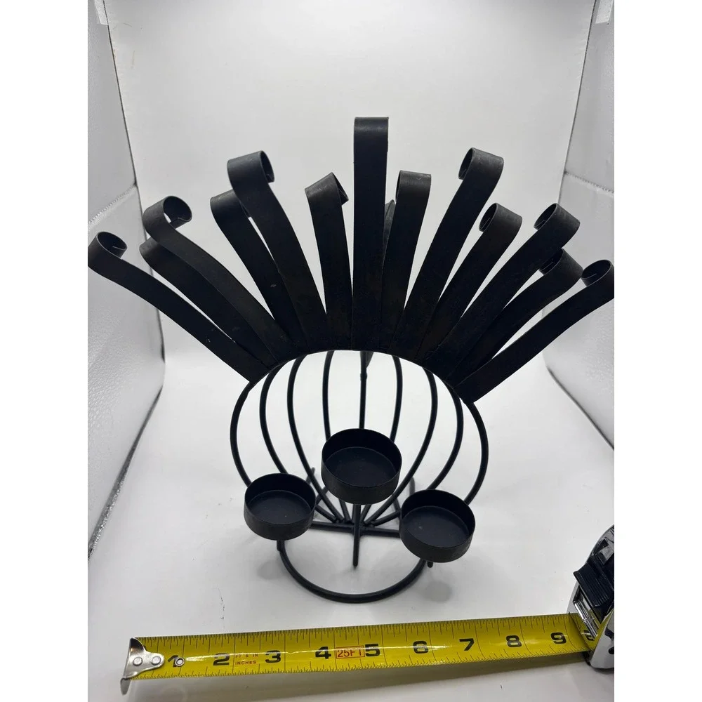 Turkey Tea Light Holder Black Wrought Iron Thanksgiving Decor